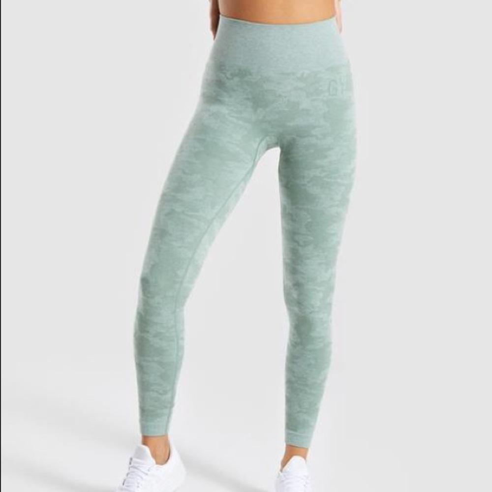 Gymshark Camo Seamless Leggings Sage Green XS New